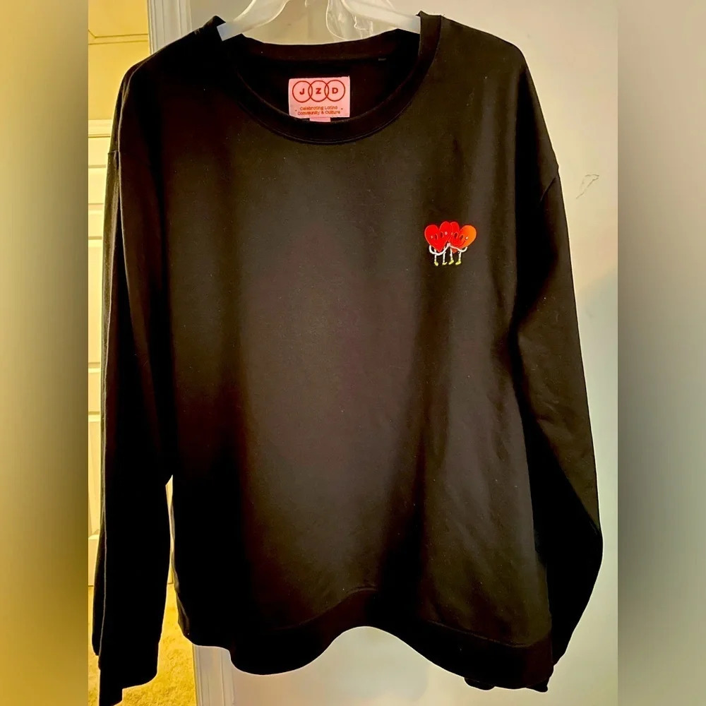 JZD 2X unisex black crew neck l/s jersey. Celebrating Latino Community & Culture